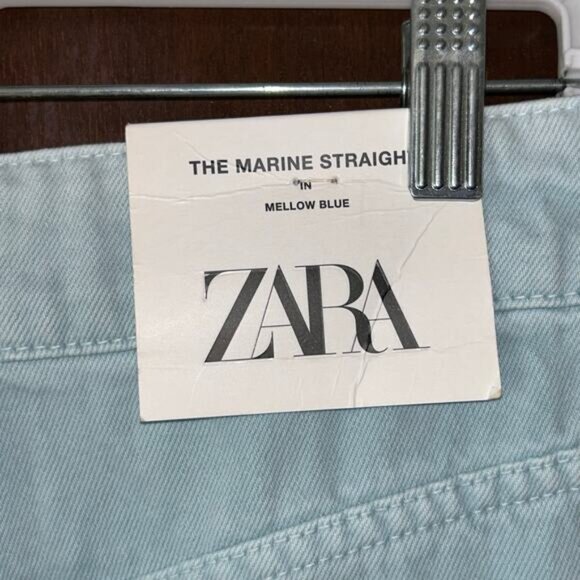 NWT Zara marine Strait mellow blue size 6 jeans wide leg - Picture 8 of 12
